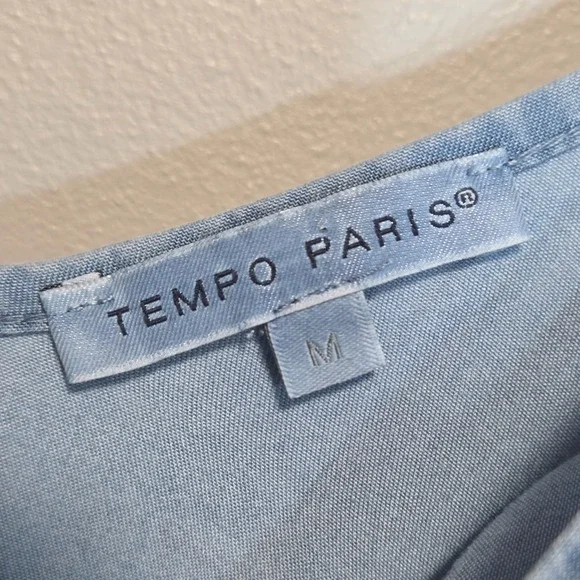 Tempo Paris Oversized Maxi Dress Blue Chambray Women M Lagenlook Coastal Cowgirl - Picture 3 of 10